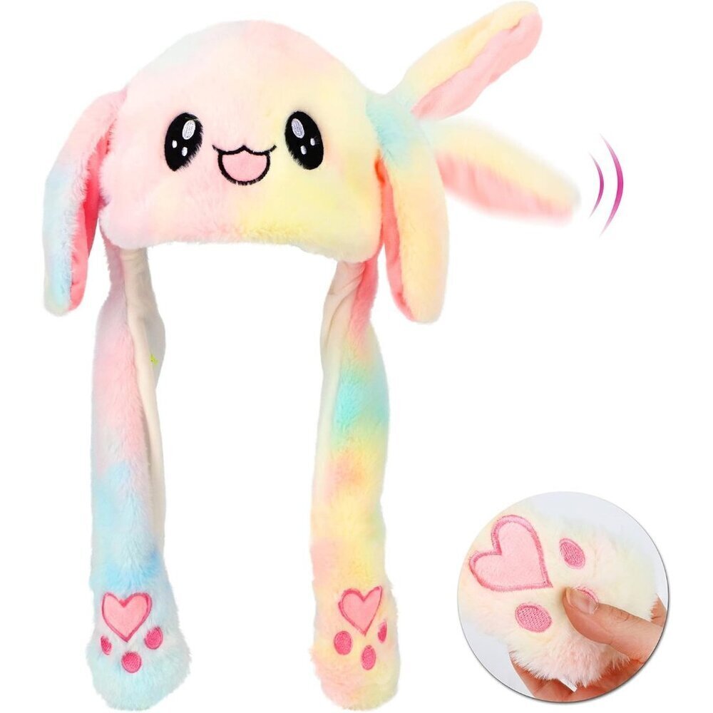 Kids rainbow Animal Hat with Ears Moving Jumping Pop Up Beating Plush Holiday